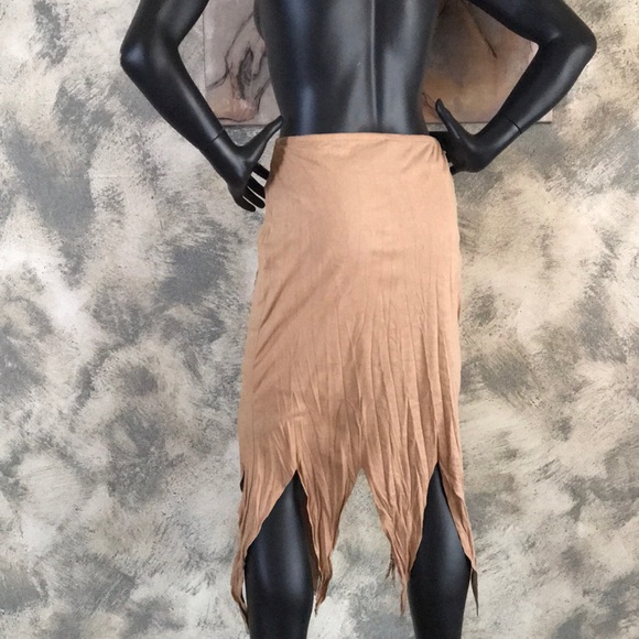 Faux Suede Tattered Skirt - Picture 4 of 4